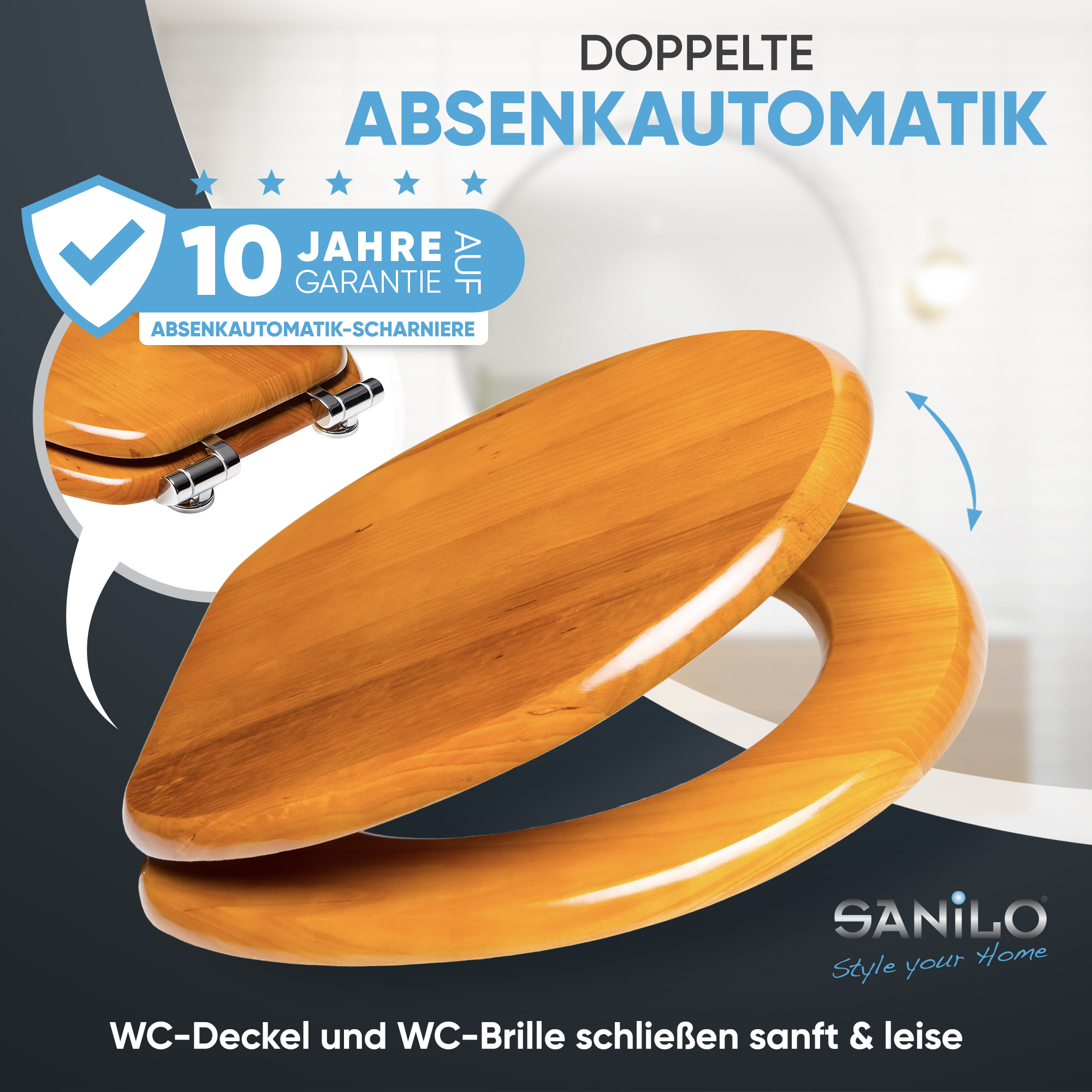 WC-Sitz mit Absenkautomatik Holz - Premium Toilettendeckel direkt
