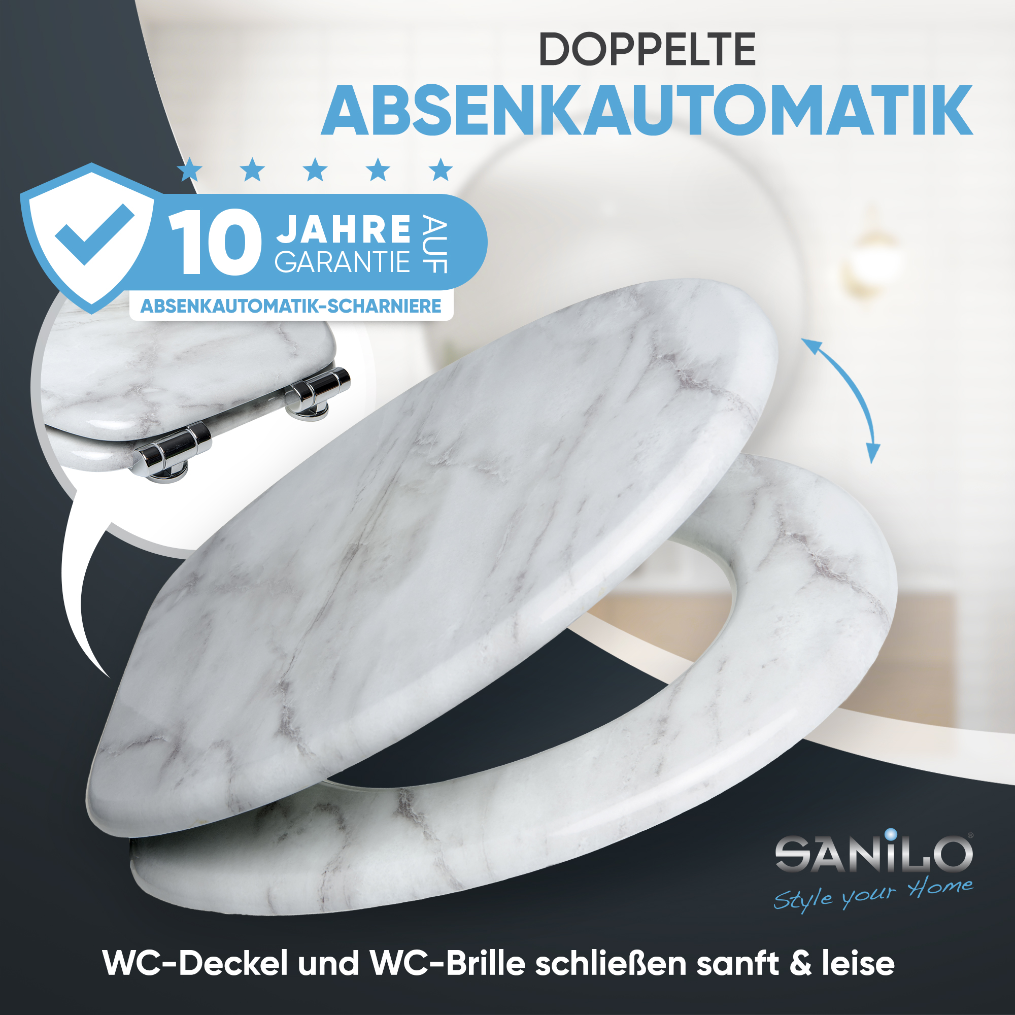 Premium Toilettendeckel - mit Absenkautomatik WC-Sitz direkt Hersteller-A961745 vom Marmor