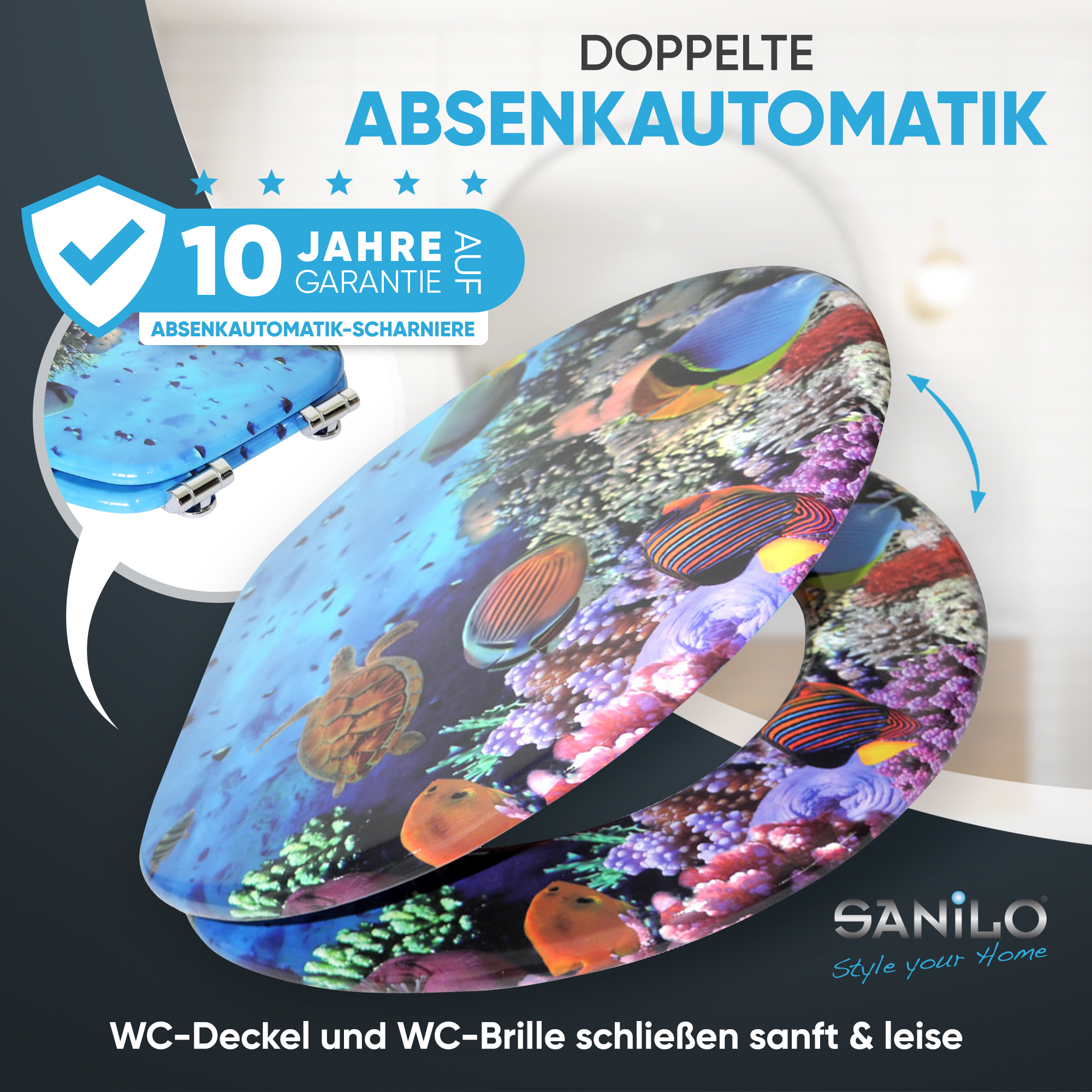 WC-Sitz mit Absenkautomatik Ocean - Premium Toilettendeckel direkt vom  Hersteller-A685238