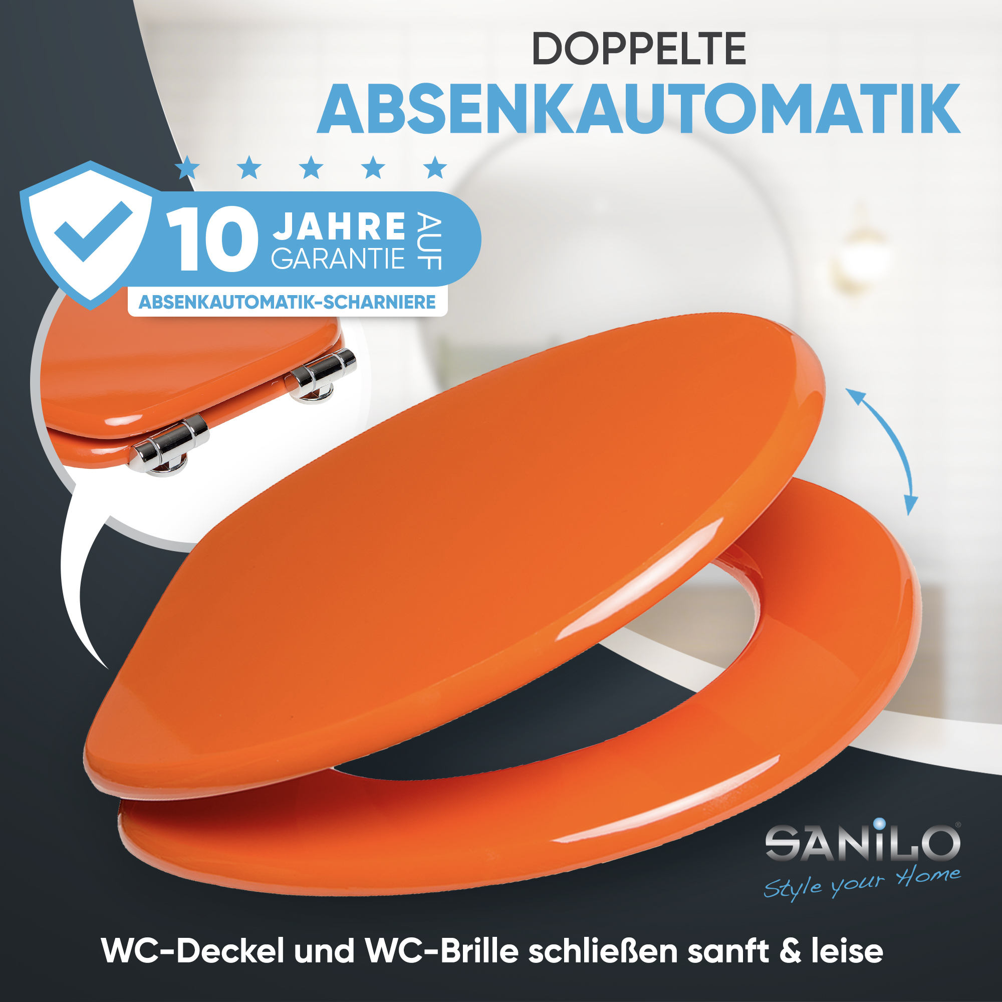WC-Sitz mit Absenkautomatik Orange - Premium Toilettendeckel direkt vom  Hersteller-A164689