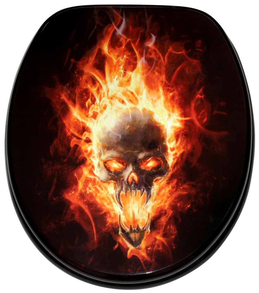 WC-Sitz Totenkopf in Flammen - Premium Toilettendeckel direkt vom  Hersteller-685405