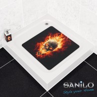 Badematte Totenkopf in Flammen 53 x 53 cm