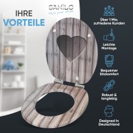 Soft Close Toilet Seat Wooden Heart