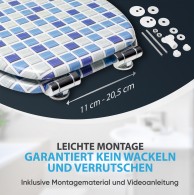 WC-Sitz mit Absenkautomatik Mosaik Blau - Premium Toilettendeckel direkt vom Hersteller