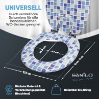 WC-Sitz mit Absenkautomatik Mosaik Blau - Premium Toilettendeckel direkt vom Hersteller