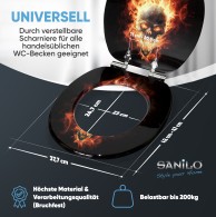 Soft Close Toilet Seat Skull in Flames