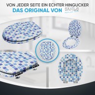 WC-Sitz mit Absenkautomatik Mosaik Blau - Premium Toilettendeckel direkt vom Hersteller