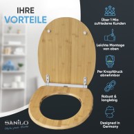 WC-Sitz mit Absenkautomatik und Schnellverschluss Bambus - Premium Toilettendeckel direkt vom Hersteller