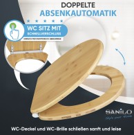 WC-Sitz mit Absenkautomatik und Schnellverschluss Bambus - Premium Toilettendeckel direkt vom Hersteller