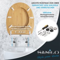 WC-Sitz mit Absenkautomatik und Schnellverschluss Bambus - Premium Toilettendeckel direkt vom Hersteller