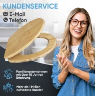 WC-Sitz mit Absenkautomatik und Schnellverschluss Bambus - Premium Toilettendeckel direkt vom Hersteller