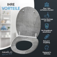 WC-Sitz mit Absenkautomatik und Schnellverschluss Beton - Premium Toilettendeckel direkt vom Hersteller