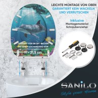 WC-Sitz mit Absenkautomatik und Schnellverschluss Delphin Korallen - Premium Toilettendeckel direkt vom Hersteller