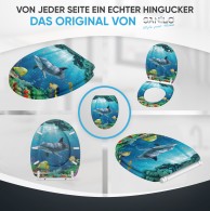 WC-Sitz mit Absenkautomatik und Schnellverschluss Delphin Korallen - Premium Toilettendeckel direkt vom Hersteller