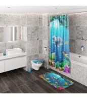 6-teiliges Badezimmer Set Delphin Korallen