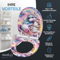 WC-Sitz mit Absenkautomatik und Schnellverschluss Einhorn - Premium Toilettendeckel direkt vom Hersteller