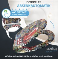 WC-Sitz mit Absenkautomatik und Schnellverschluss Graffiti - Premium Toilettendeckel direkt vom Hersteller
