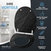 WC-Sitz mit Absenkautomatik und Schnellverschluss Granit - Premium Toilettendeckel direkt vom Hersteller