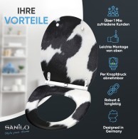 WC-Sitz mit Absenkautomatik und Schnellverschluss Kuhflecken - Premium Toilettendeckel direkt vom Hersteller