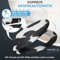 WC-Sitz mit Absenkautomatik und Schnellverschluss Kuhflecken - Premium Toilettendeckel direkt vom Hersteller