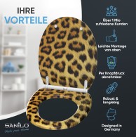 WC-Sitz mit Absenkautomatik und Schnellverschluss Leopardenfell - Premium Toilettendeckel direkt vom Hersteller