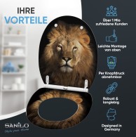 WC-Sitz mit Absenkautomatik und Schnellverschluss Löwe - Premium Toilettendeckel direkt vom Hersteller