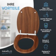 WC-Sitz mit Absenkautomatik und Schnellverschluss Mahagoni - Premium Toilettendeckel direkt vom Hersteller