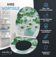 WC-Sitz mit Absenkautomatik und Schnellverschluss Margeriten - Premium Toilettendeckel direkt vom Hersteller