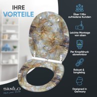 WC-Sitz mit Absenkautomatik und Schnellverschluss Marmor Braun - Premium Toilettendeckel direkt vom Hersteller