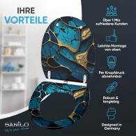 WC-Sitz mit Absenkautomatik und Schnellverschluss Marmor Cobalt - Premium Toilettendeckel direkt vom Hersteller