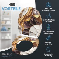 WC-Sitz mit Absenkautomatik und Schnellverschluss Marmor Gold - Premium Toilettendeckel direkt vom Hersteller