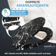 WC-Sitz mit Absenkautomatik und Schnellverschluss Marmor Schwarz - Premium Toilettendeckel direkt vom Hersteller
