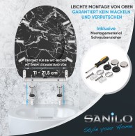 WC-Sitz mit Absenkautomatik und Schnellverschluss Marmor Schwarz - Premium Toilettendeckel direkt vom Hersteller