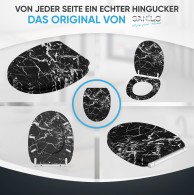 WC-Sitz mit Absenkautomatik und Schnellverschluss Marmor Schwarz - Premium Toilettendeckel direkt vom Hersteller