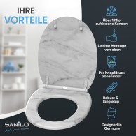 WC-Sitz mit Absenkautomatik und Schnellverschluss Marmor - Premium Toilettendeckel direkt vom Hersteller