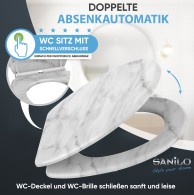 WC-Sitz mit Absenkautomatik und Schnellverschluss Marmor - Premium Toilettendeckel direkt vom Hersteller