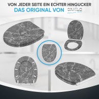WC-Sitz mit Absenkautomatik und Schnellverschluss Marmor Grau - Premium Toilettendeckel direkt vom Hersteller