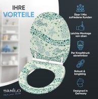 WC-Sitz mit Absenkautomatik und Schnellverschluss Mosaic World Green - Premium Toilettendeckel direkt vom Hersteller