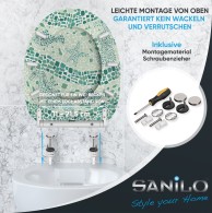 WC-Sitz mit Absenkautomatik und Schnellverschluss Mosaic World Green - Premium Toilettendeckel direkt vom Hersteller