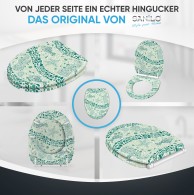 WC-Sitz mit Absenkautomatik und Schnellverschluss Mosaic World Green - Premium Toilettendeckel direkt vom Hersteller