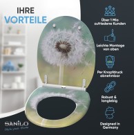 WC-Sitz mit Absenkautomatik und Schnellverschluss Pusteblume - Premium Toilettendeckel direkt vom Hersteller