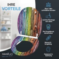 WC-Sitz mit Absenkautomatik und Schnellverschluss Rainbow - Premium Toilettendeckel direkt vom Hersteller