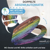 WC-Sitz mit Absenkautomatik und Schnellverschluss Rainbow - Premium Toilettendeckel direkt vom Hersteller