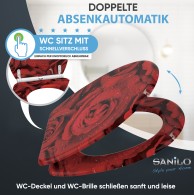 WC-Sitz mit Absenkautomatik und Schnellverschluss Rosen - Premium Toilettendeckel direkt vom Hersteller