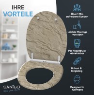 WC-Sitz mit Absenkautomatik und Schnellverschluss Sand Stone - Premium Toilettendeckel direkt vom Hersteller