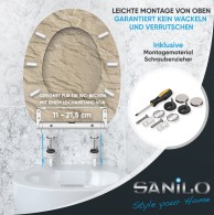 WC-Sitz mit Absenkautomatik und Schnellverschluss Sand Stone - Premium Toilettendeckel direkt vom Hersteller