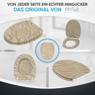 WC-Sitz mit Absenkautomatik und Schnellverschluss Sand Stone - Premium Toilettendeckel direkt vom Hersteller