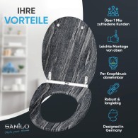 WC-Sitz mit Absenkautomatik und Schnellverschluss Schiefer - Premium Toilettendeckel direkt vom Hersteller