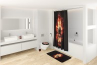 WC-Sitz mit Absenkautomatik Totenkopf in Flammen - Premium Toilettendeckel direkt vom Hersteller