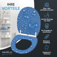 WC-Sitz mit Absenkautomatik und Schnellverschluss Tautropfen Blau - Premium Toilettendeckel direkt vom Hersteller